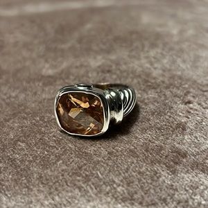 peach colored stone ring in sterling silver